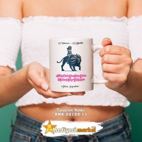 Hediyeci Market HMK-00109-11 Aslan Burcu Kadınına Özel Beyaz Kupa Bardak