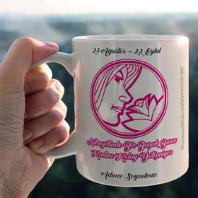 Hediyeci Market HMK-00110-03 Başak Burcu Kadınına Özel Beyaz Kupa Bardak