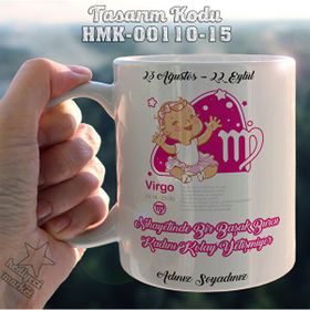 Hediyeci Market HMK-00110-15 Başak Burcu Kadınına Özel Beyaz Kupa Bardak