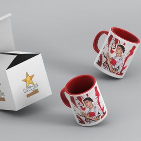 Hediyeci Market HMK-00118-01 Arda Güler Temalı Süblimasyon Porselen Kulpu ve İçi Kırmızı Beyaz Kupa Bardak