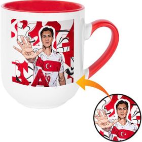 Hediyeci Market HMK-00118-02 Kenan Yıldız Temalı Süblimasyon Porselen Kırmızı Beyaz Elite Kupa Bardak