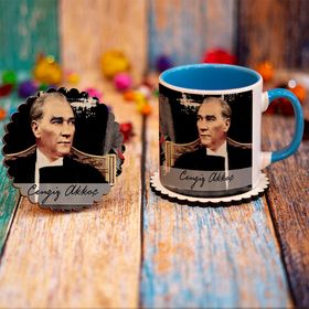 Hediyedukkani Atatürk Tasarımlı Beyaz Kupa Bardak Ve Kalemlik