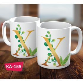 Hediyedukkani HD-B1001-326X-SG X Harfi Çiçekli Simli Gold Kupa Bardak
