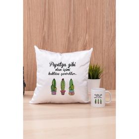 Hediyedukkani HD-S1001-339-BE Içimi Kaktüse Çevirdiler Beyaz Kupa Bardak ve Altlığı
