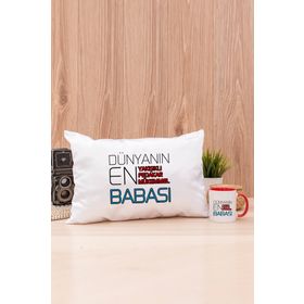 Hediyedukkani Saten Dikdörtgen Yastık Dünyanın En İyi Babası Kırmızı Kupa Bardak