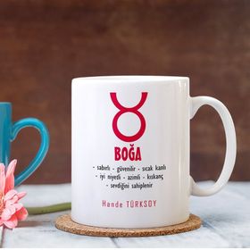 Hediyehanem 005 Boğa Burcu Beyaz Kupa Bardak
