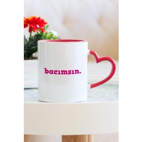 Hediyehanem Bacımsın Kalpli Kupa Bardak