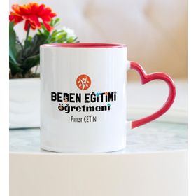 Hediyehanem Beden Eğitimi Öğretmeni Kalpli Kupa Bardak