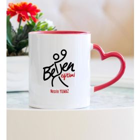 Hediyehanem Beden Eğitimi Öğretmeni Kalpli Kupa Bardak