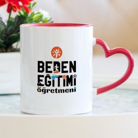 Hediyehanem Beden Eğitimi Öğretmeni Kalpli Kupa Bardak