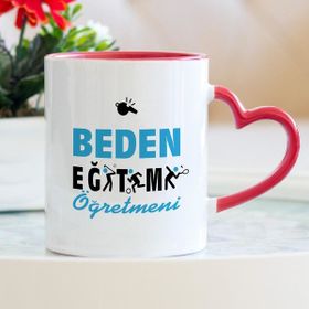 Hediyehanem Beden Eğitimi Öğretmeni Kalpli Kupa Bardak