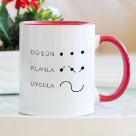 Hediyehanem ST-D977-M1 Düşün Planla Uygula Kırmızı Kupa Bardak
