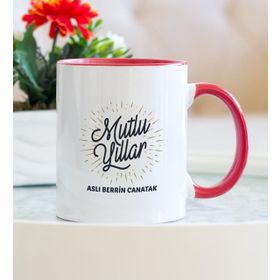Hediyehanem ST_D1904_M1 Mutlu Yıllar Yılbaşı Hediyesi Kırmızı Kupa Bardak