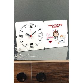 Hediyelen 001 Ağız ve Diş Sağlığı Teknikeri Ahşap Masa Saati