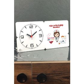 Hediyelen 001 Ağız ve Diş Sağlığı Teknikeri Ahşap Masa Saati