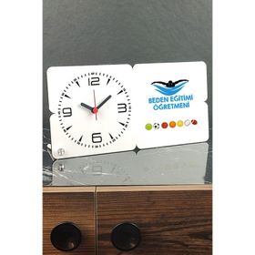 Hediyelen 001 Beden Eğitimi Öğretmeni Ahşap Masa Saati