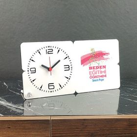 Hediyelen 002 Beden Eğitimi Öğretmenine Hediye Ahşap Masa Saati