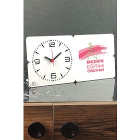 Hediyelen 002 Beden Eğitimi Öğretmenine Hediye Ahşap Masa Saati