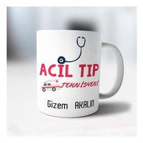 Hediyelen Acil Tıp Teknisyeni Pembe Kupa Bardak