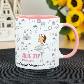 Hediyelen Acil Tıp Teknisyeni Pembe Kupa Bardak