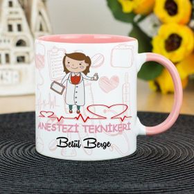 Hediyelen Anestezi Teknikeri Pembe Kupa Bardak
