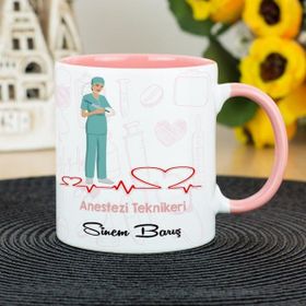 Hediyelen Anestezi Teknikeri Pembe Kupa Bardak