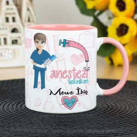 Hediyelen Anestezi Teknikeri Pembe Kupa Bardak