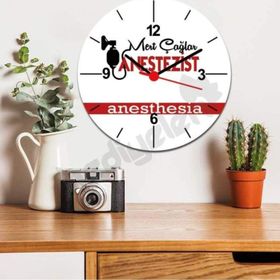 Hediyelen Anestezist Kırmızı Tasarım Duvar Saati