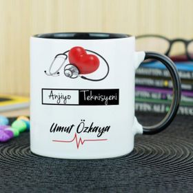 Hediyelen Anjiyo Teknisyeni Siyah Kupa Bardak
