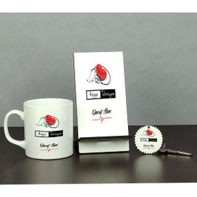 Hediyelen Anjiyo Teknisyeni Üçlü Set (Kupa + Telefon Standı + Anahtarlık)