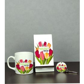 Hediyelen Anneler Günü Hediyesi Üçlü Set Kupa + Telefon Standı + Anahtarlık