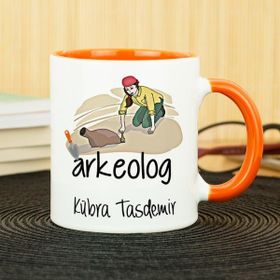 Hediyelen Arkeolog Turuncu Kupa Bardak