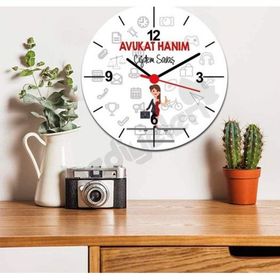 Hediyelen Avukat Hanım Kırmızı Tasarım Duvar Saati