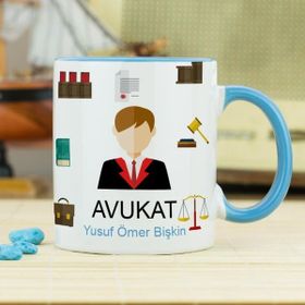 Hediyelen Avukat Mavi Kupa Bardak