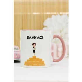 Hediyelen Bankacı Pembe Kupa Bardak