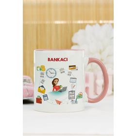 Hediyelen Bankacı Pembe Kupa Bardak