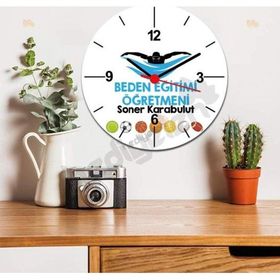 Hediyelen Beden Eğitimi Öğretmenine Hediye Yüzme Tasarım Duvar Saati