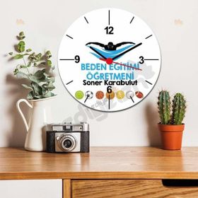 Hediyelen Beden Eğitimi Öğretmenine Hediye Yüzme Tasarım Duvar Saati