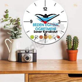 Hediyelen Beden Eğitimi Öğretmenine Hediye Yüzme Tasarım Duvar Saati