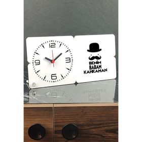 Hediyelen Benim Babam Kahraman Ahşap Masa Saati