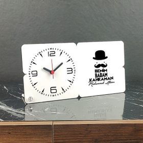 Hediyelen Benim Babam Kahraman Ahşap Masa Saati