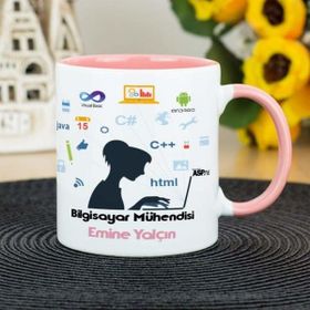 Hediyelen Bilgisayar Mühendisi Pembe Kupa Bardak