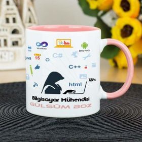 Hediyelen Bilgisayar Mühendisi Pembe Kupa Bardak