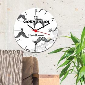 Hediyelen Canım Babam Bıyık Tasarım Duvar Saati