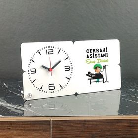 Hediyelen Cerrahi Asistanı Ahşap Masa Saati
