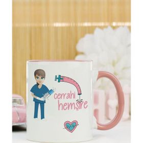 Hediyelen Cerrahi Hemşire Pembe Kupa Bardak