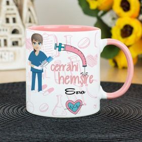 Hediyelen Cerrahi Hemşire Pembe Kupa Bardak
