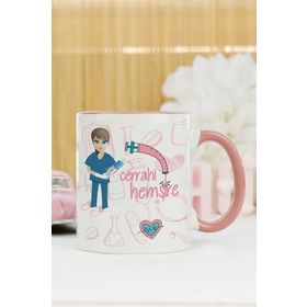 Hediyelen Cerrahi Hemşire Pembe Kupa Bardak
