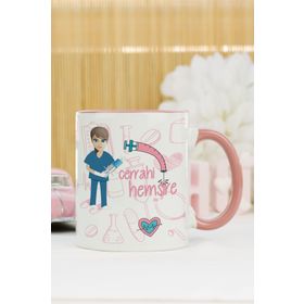 Hediyelen Cerrahi Hemşire Pembe Kupa Bardak