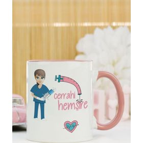 Hediyelen Cerrahi Hemşire Pembe Kupa Bardak